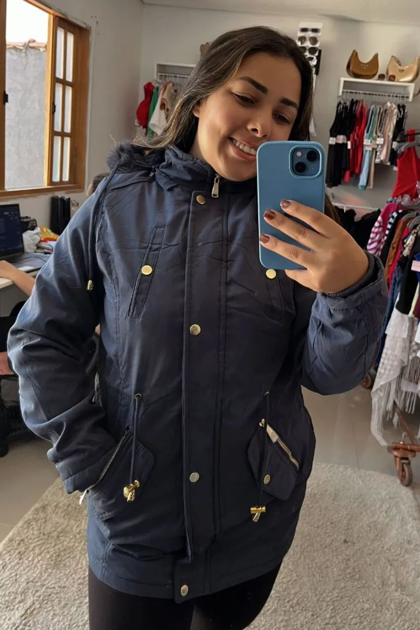 Blusa parka feminina com capuz - Foto 2