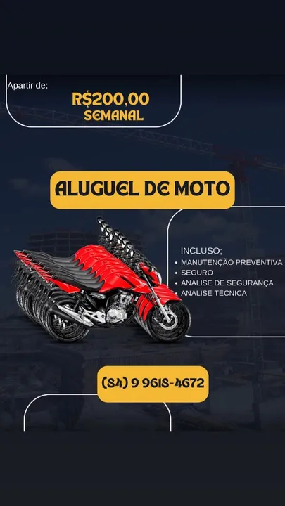 Aluguel de Moto - R$200,00/semana