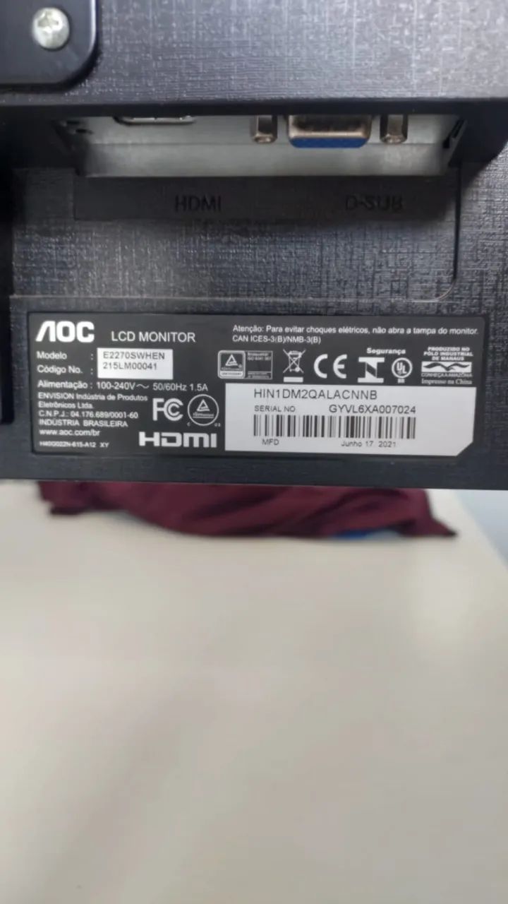 Monitor 22 polegados AOC funcionando perfeito - Foto 4