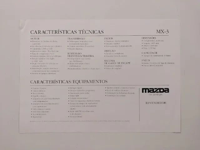 Mazda MX3 ou MX5 Miata - Catálogo, folder (valor unitário) - Foto 3