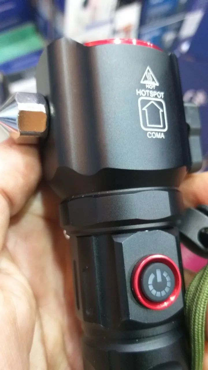 Lanterna de sobrevivencia potente sinalizador cortador cinto quebra vidro carrega celular - Foto 3