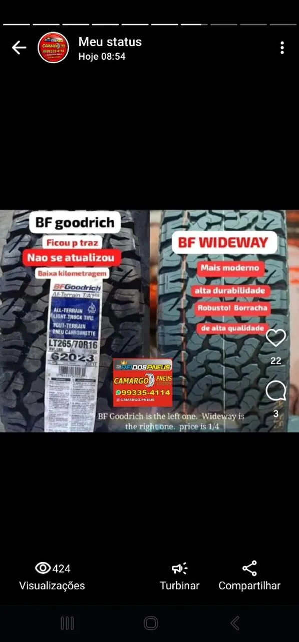 Pneus BF WideWay para seu carro 235/70R16