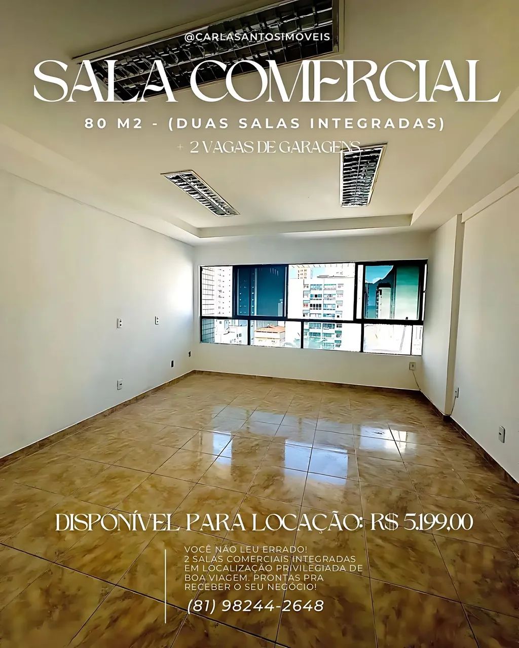 ALUGA-SE DUAS SALAS COMERCIAIS INTEGRADAS EM BOA VIAGEM  VALOR IMPERDÍVEL: R$ 5.199!