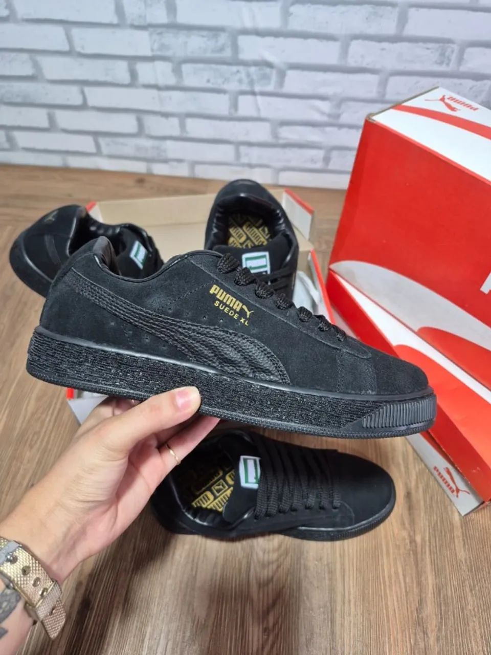 Tênis Suede XL Couro Preto Linha Premium Masculino