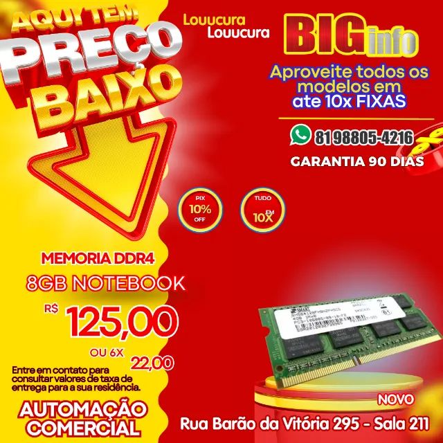 8GB DDR4 Memory 2100/2400/3200 - Notebook - Warranty64308140886530120