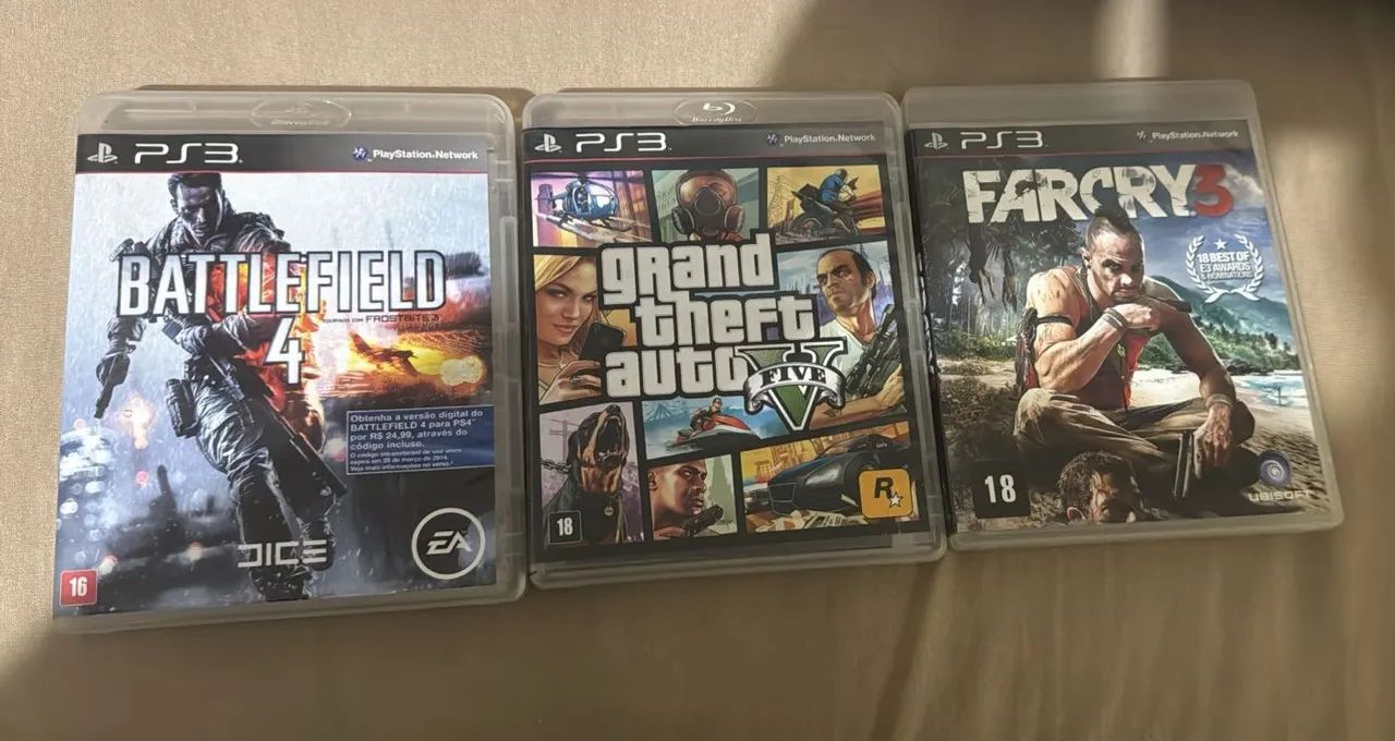 3 jogos PS3 - Battlefield 4, GTA V e Far Cry 3