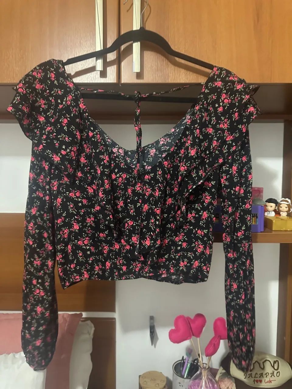 Blusa Floral curta Manga Longa - Foto 2