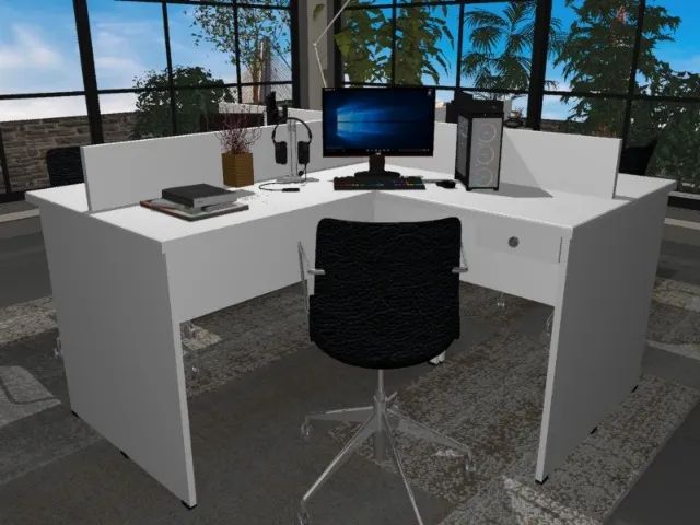 Estação em L. Simply White Alto Padrão. L240cm x P220cm x A74cm - Foto 2