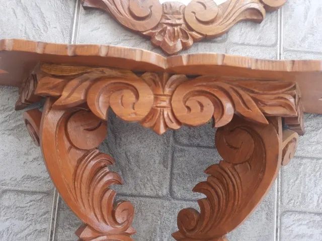 Aparador antigo em madeira de lei maciça com espelho antigo - Foto 4