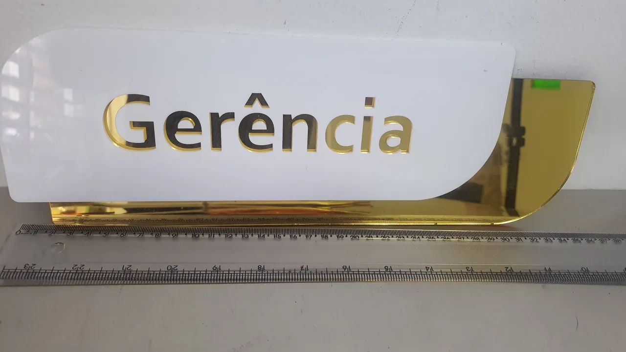 Placa de Sinalização para porta de acrílico espelhado Branco e Dourado  - Foto 3