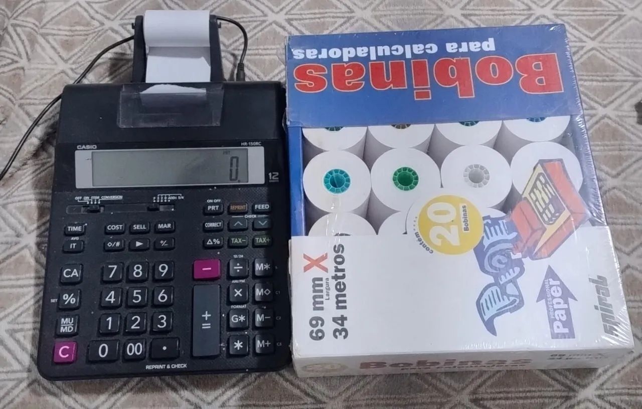 Calculadora Casio HR-150RC + Bobinas 20 unidades