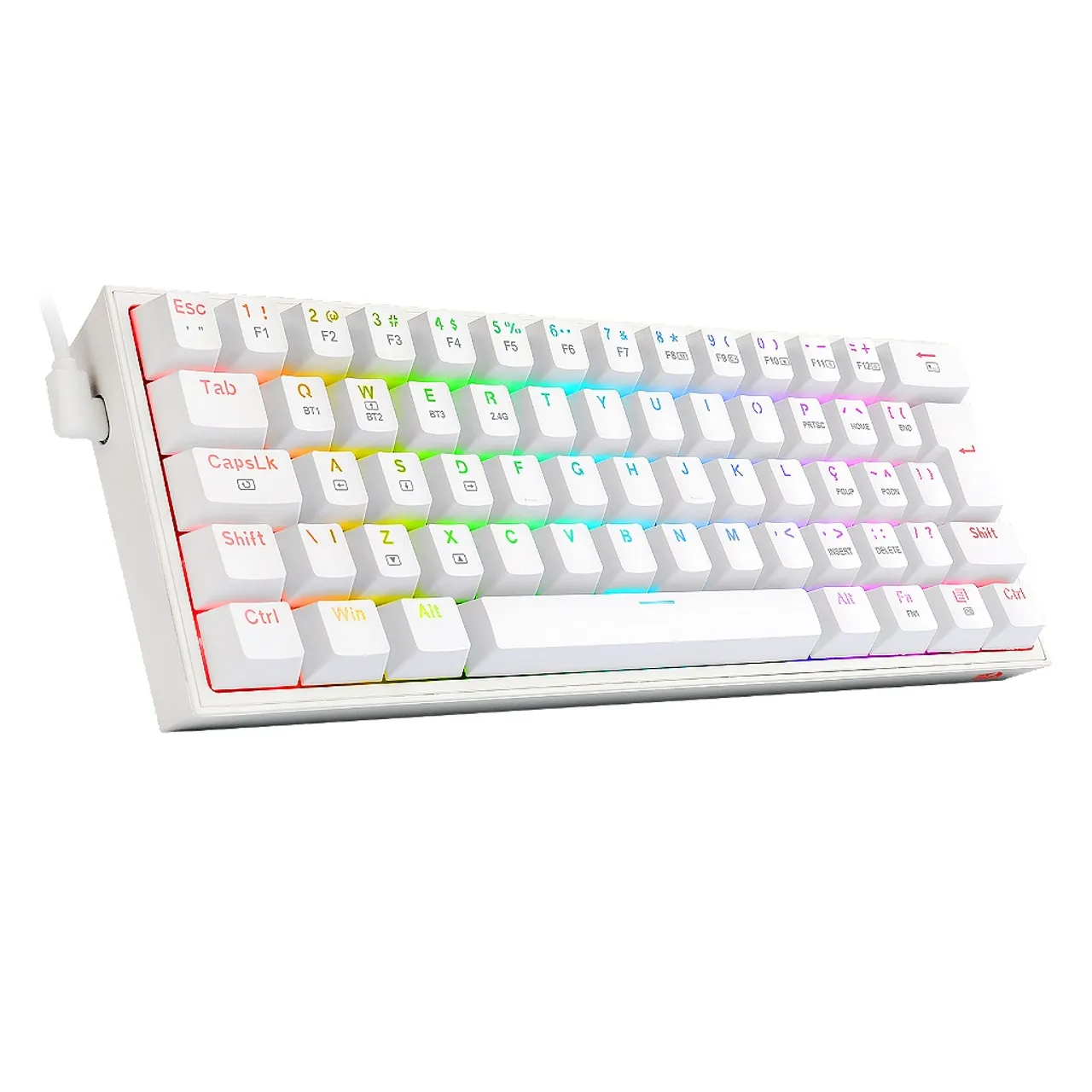 TECLADO MECANICO GAMER FIZZ RAINBOW BRANCO
