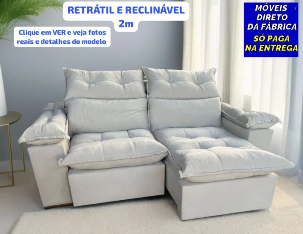 Retrátil e Reclinável Veludo pagamento na entrega 