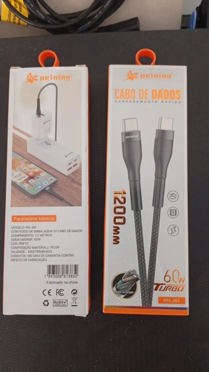 Cabo de Dados Peining PEI-J51 - Carregamento Turbo 60W | 1.2m - Foto 4