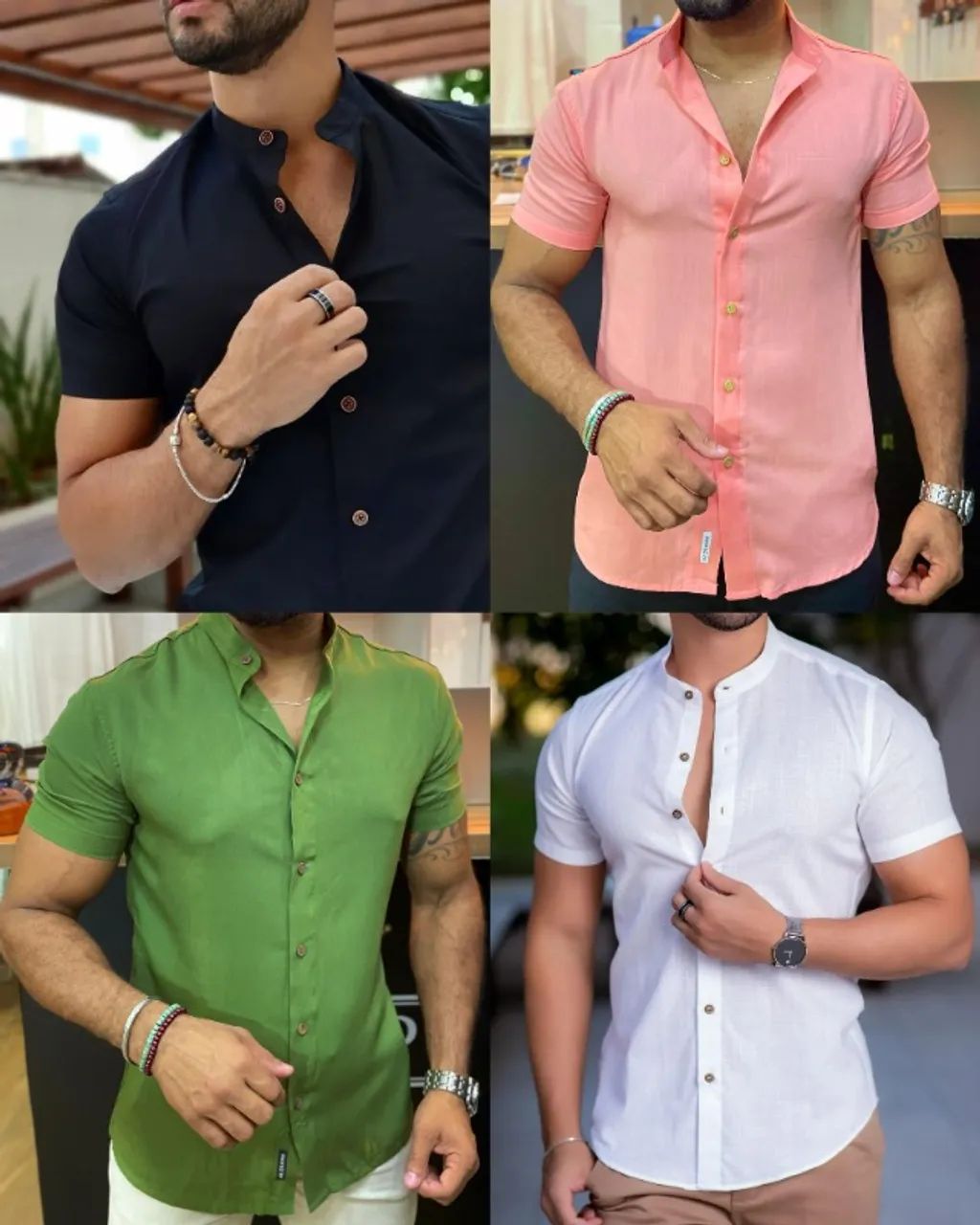 Camisa Masculina gola padre Viscolinho