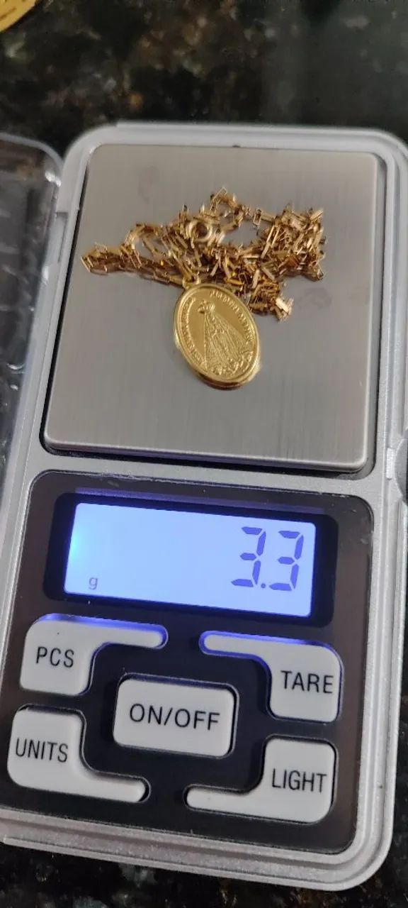Corrente  de Ouro 18 tijolinho  unissex com pingente de nossa senhora Aparecida - Foto 5