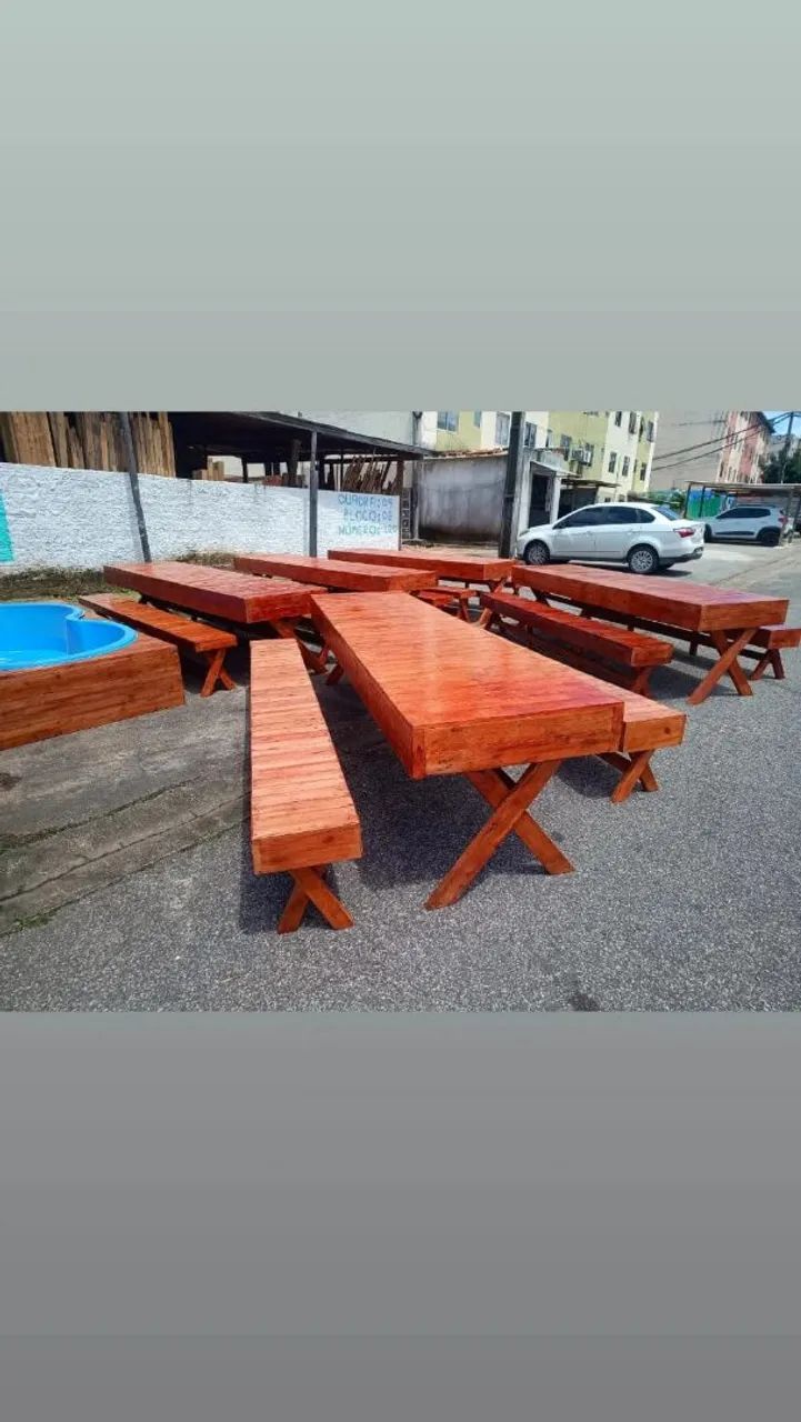 Mesa de Jantar de Madeira com Banco65171911797249123