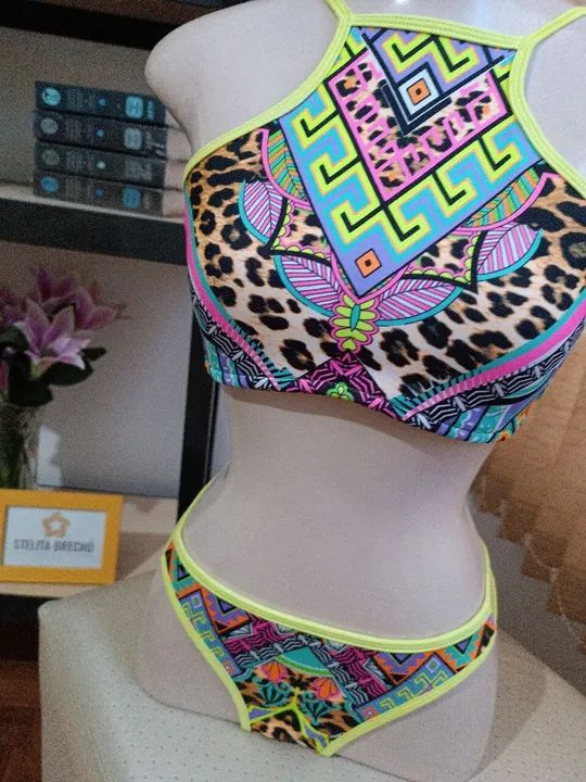 Biquíni New Beach Neon estampado - Estiloso e vibrante! - Foto 2