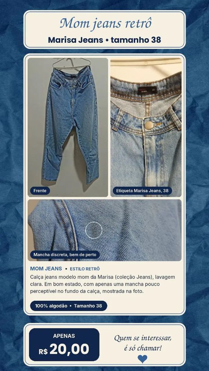 CALÇA MOM JEANS RETRÔ 