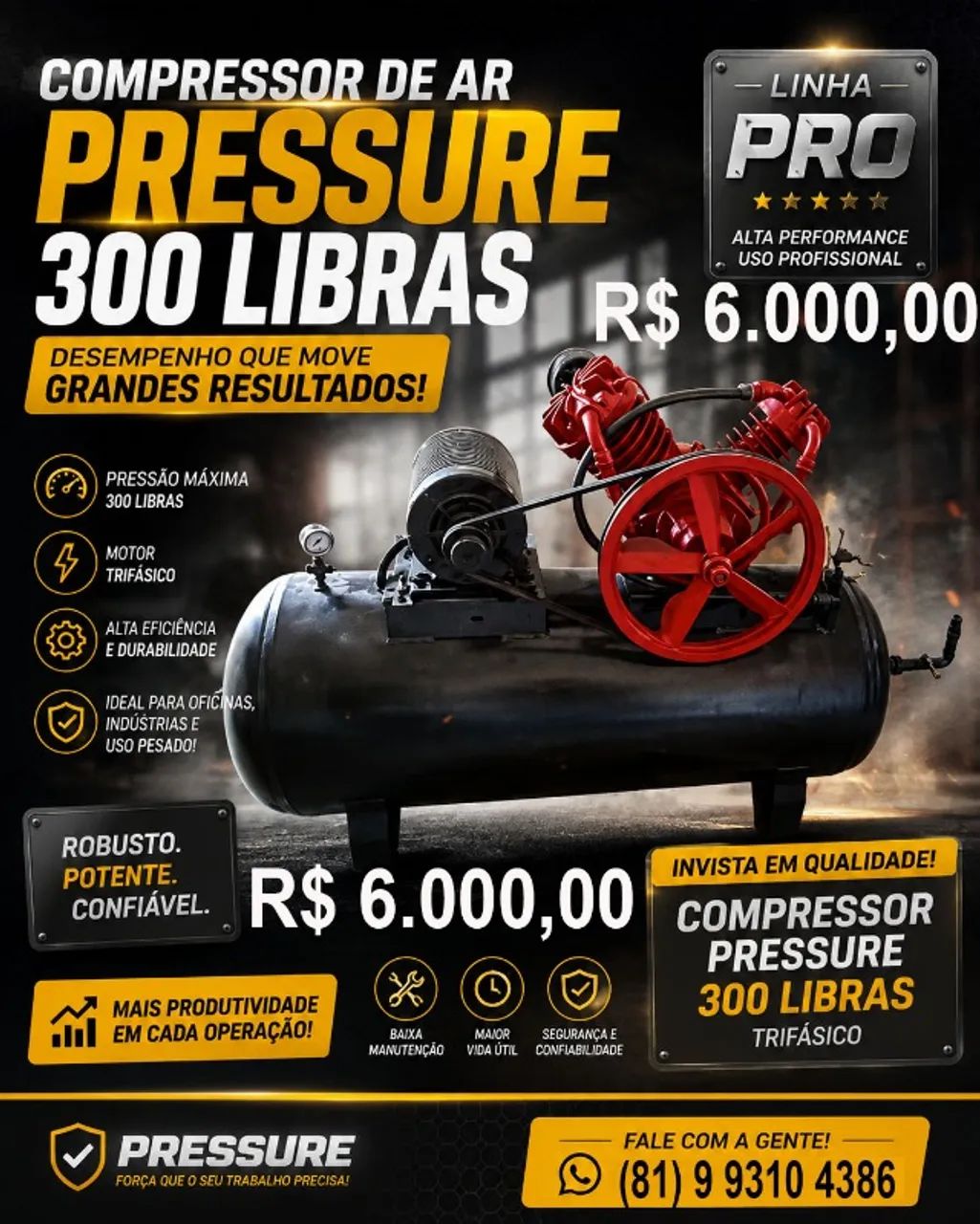 Compressor de ar Pressure 300 libras