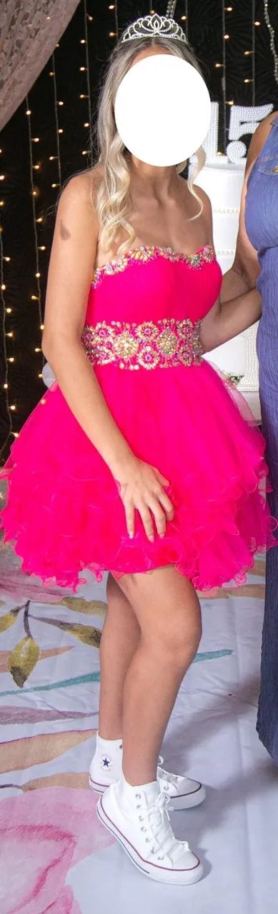 vestido de debutante rosa e branco - Foto 2