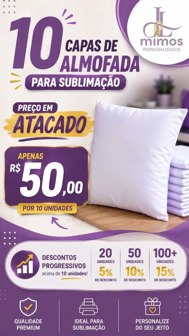 10 capas de almofadas para sublimação