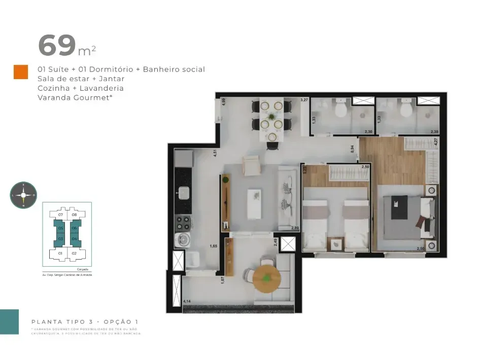 PLANTA 69m²