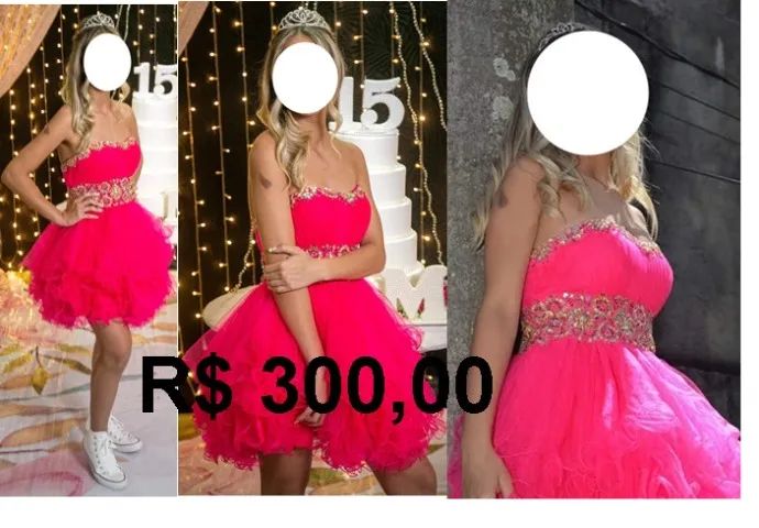 vestido de debutante rosa e branco