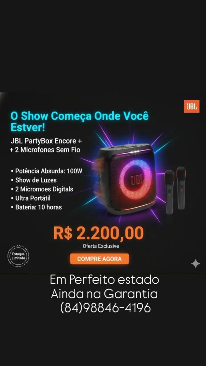 Caixa JBl com 2 microfones