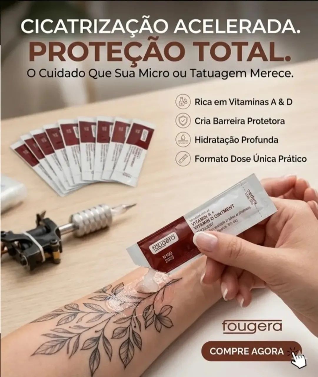 Kit 40 Pomadas Fougera Sachês Vitamina A+D para Tattoo E Micro - Foto 4