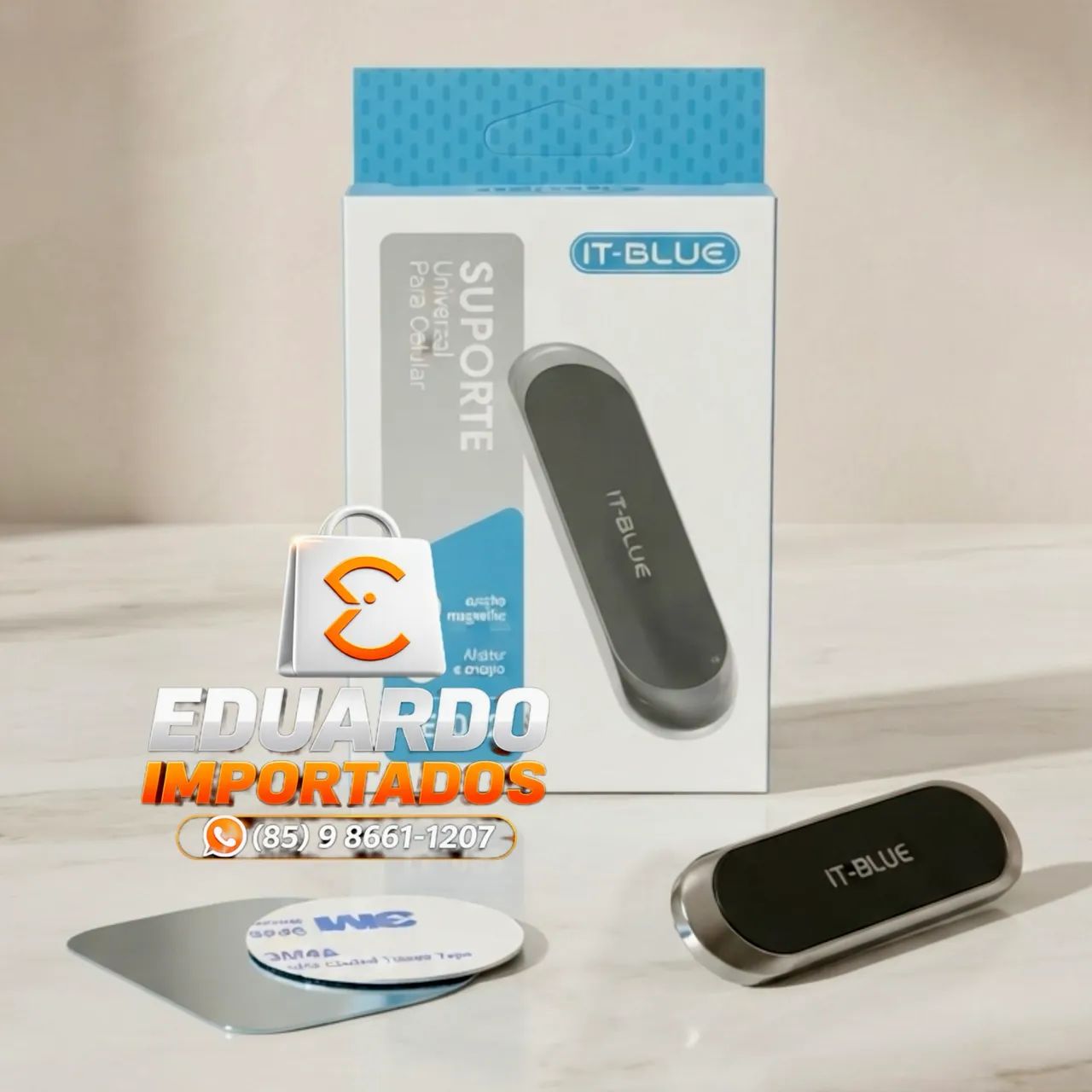 Suporte Fixo com Imã Magnético para Carro / Veicular Autocolante 