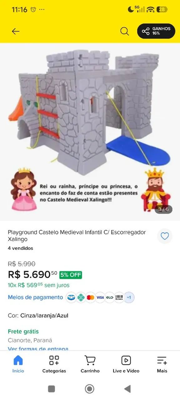 Castelinho de plástico usado playground