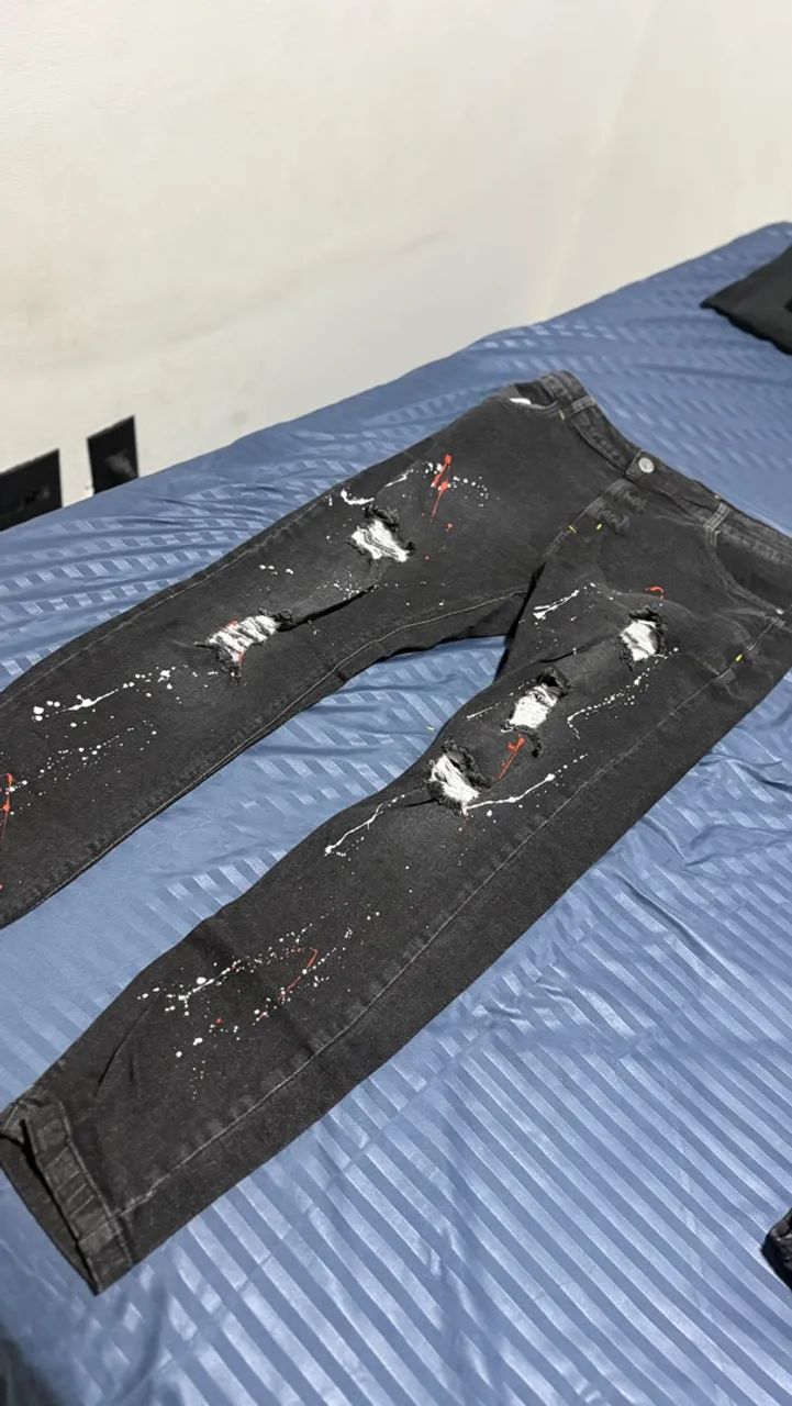 calça jeans jogador preta