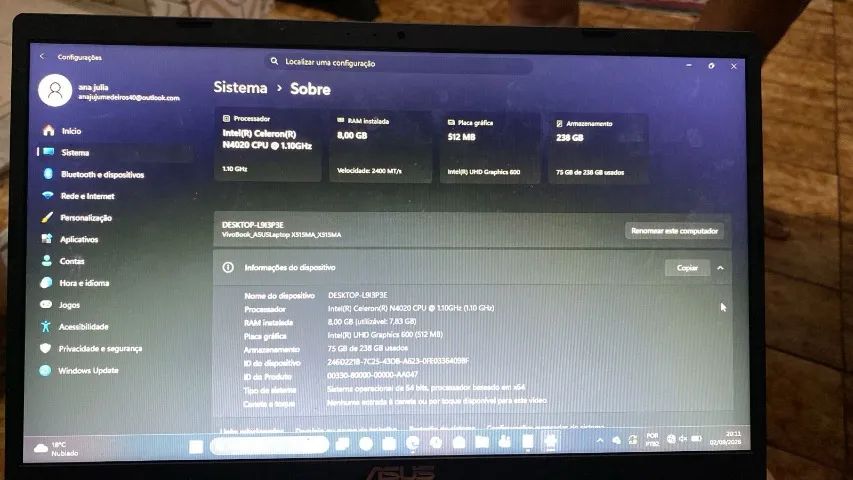 Notebook asus