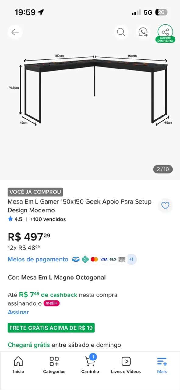 Mesa pc gamer em L  - Foto 2