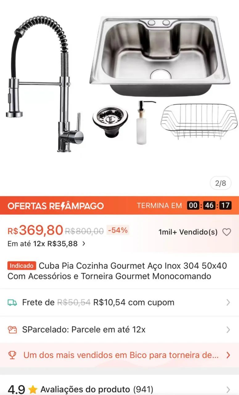 Cuba e torneira Gourmet 