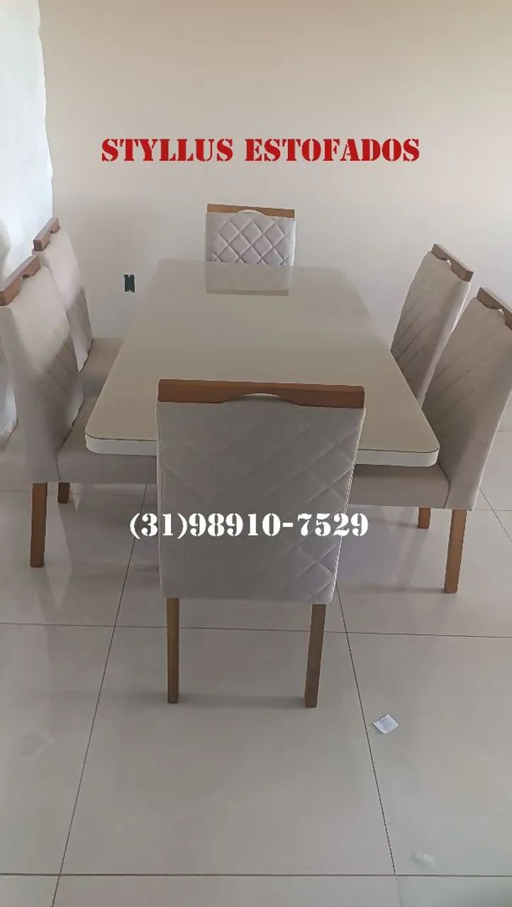 Mesa de jantar de luxo com 6 cadeiras 