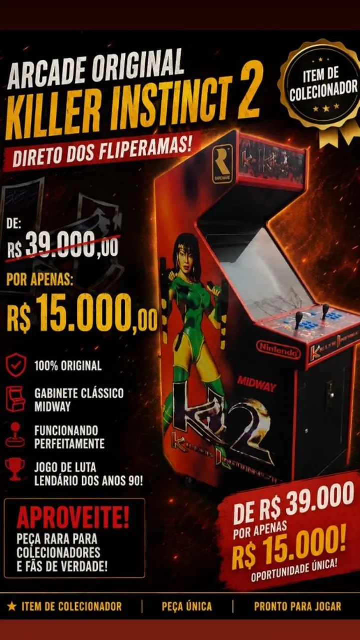Máquina Arcade Killer instinct 2 Widway 