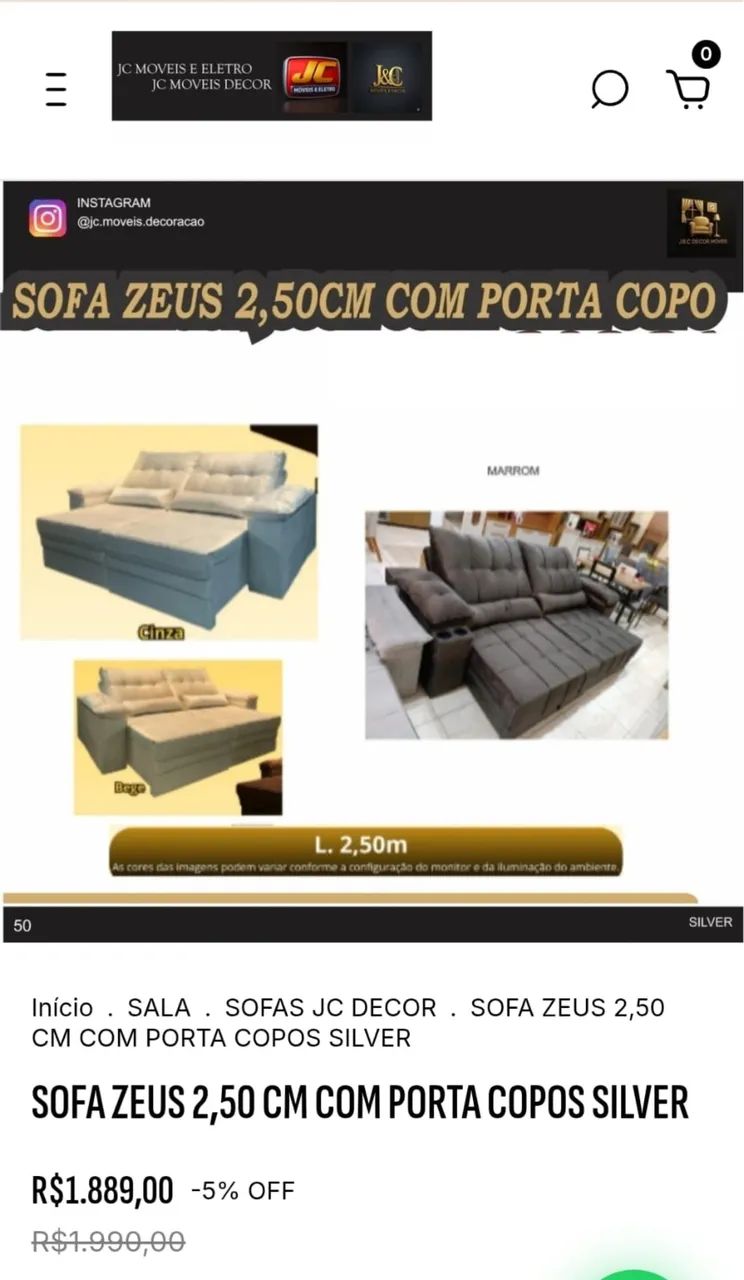 SOFÁ RETRATIL E RECLINÁVEL ZEUS COM PORTA COPOS