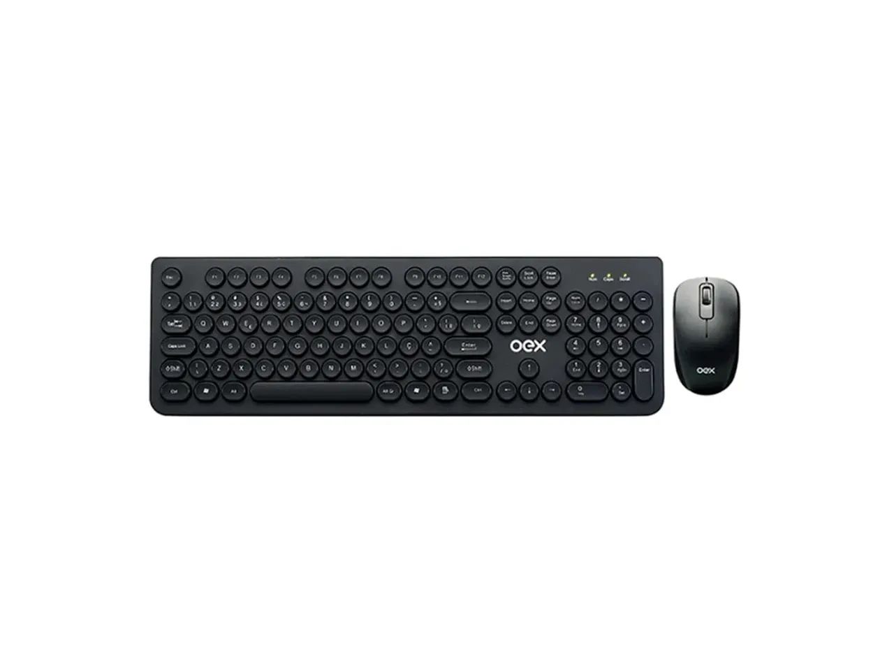 Kit Teclado e Mouse Wireless, OEX POP+ TM410, Teclas Arredondadas, ABNT2, 1600 DPI, Preto.