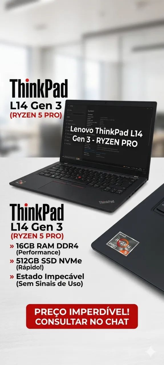 Notebook - Lenovo L14 Gen 3 - Ryzen 5 Pro - 16GB RAM - 512GB SSD