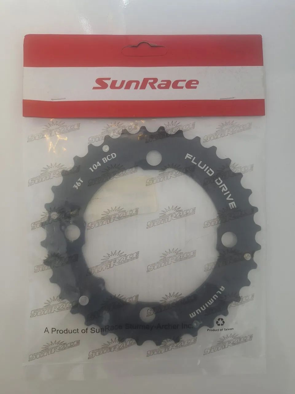Coroa SunRace 36D Ms66 BCD 104 Aluminio Preta Compatível Shimano MTB