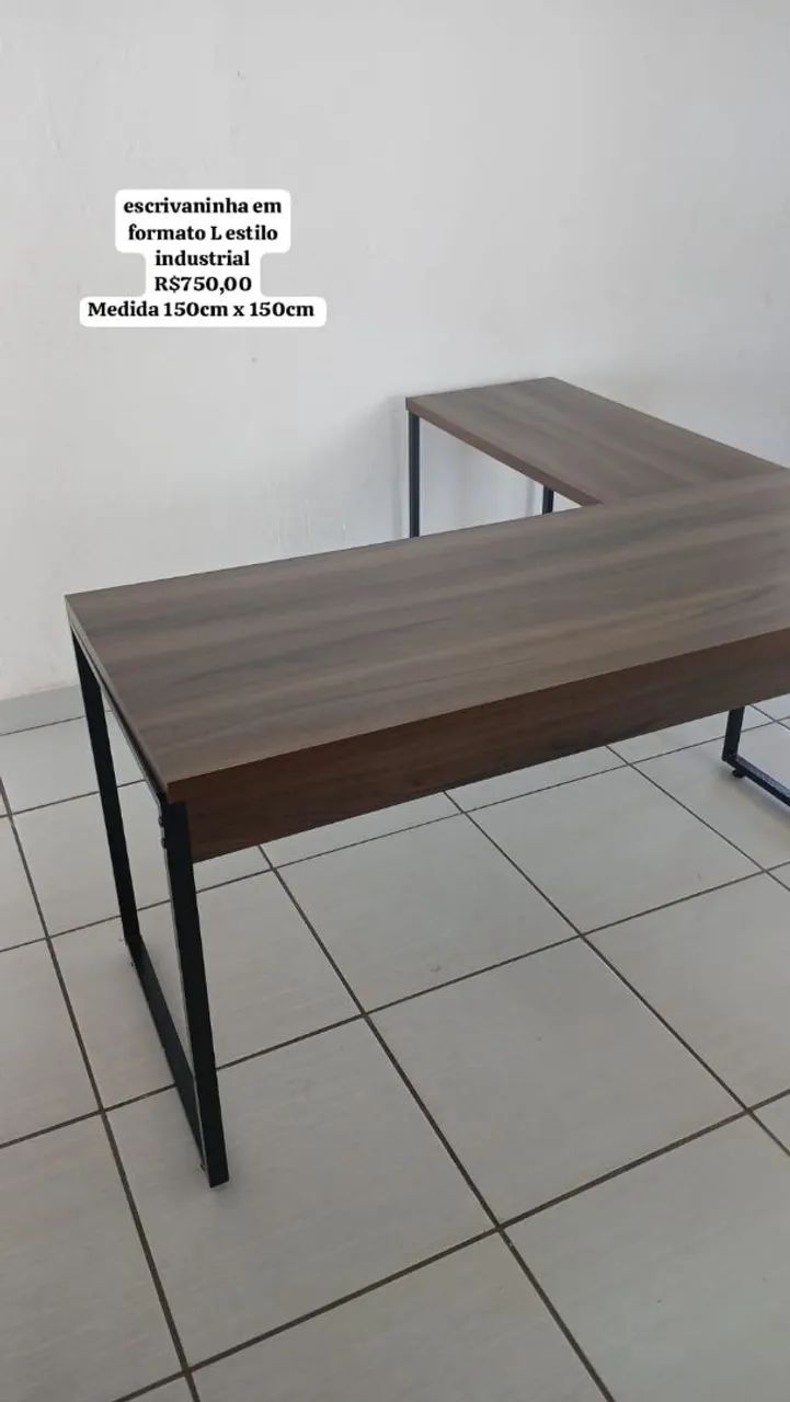 Escrivaninha em formato de L estilo industrial  - Foto 5