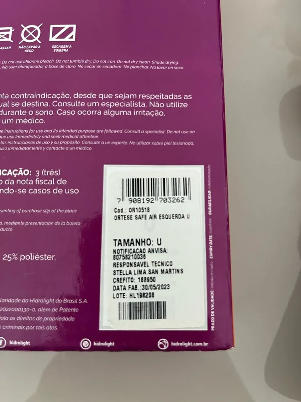 Tala rígida para mão e punho esquerdo (ortose) - Hidrolight - Foto 4