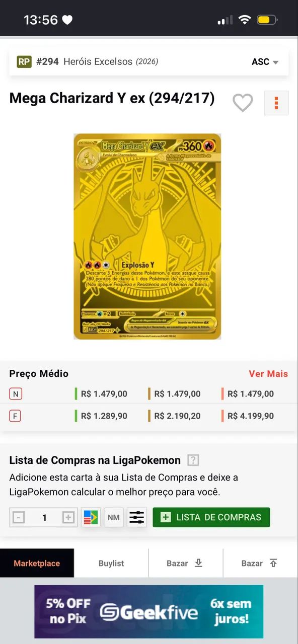 Mega Charizard Y EX dourado  - Foto 2