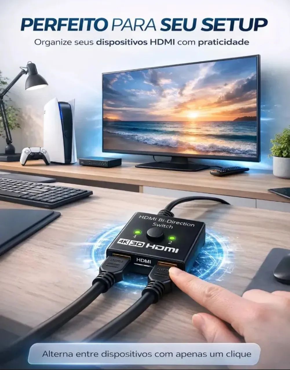 Chaveador Switch Hdmi Bi-direcional 2 em 1 4k Splitter - Foto 3