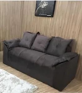 Sofá 3 Lugares Paris Sued Marrom - Entrega Rápida! 