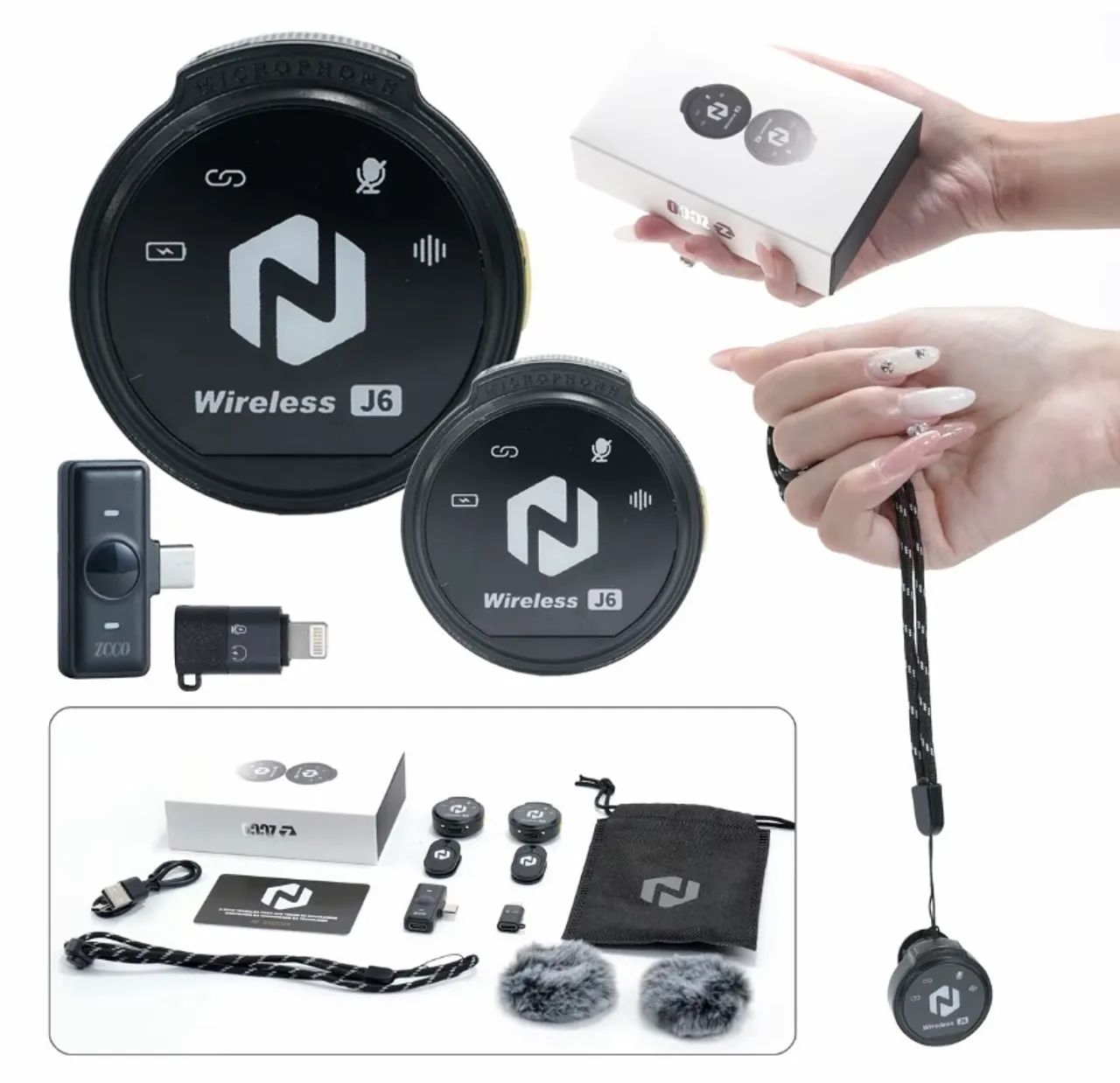 Microfone de lapela zcco j6 