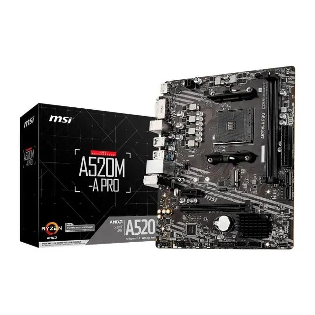 Placa-Mãe MSI A520M-A PRO, AMD AM4, mATX, DDR4.