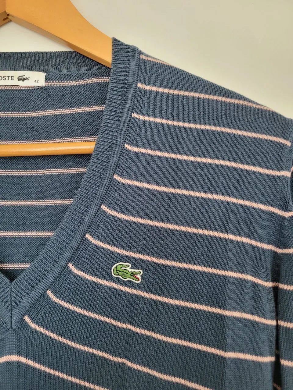 blusa lacoste listrada azul  - Foto 4